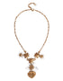 Dolce & Gabbana Gold Brass Lily Crystal Sacred Heart Pendant Necklace